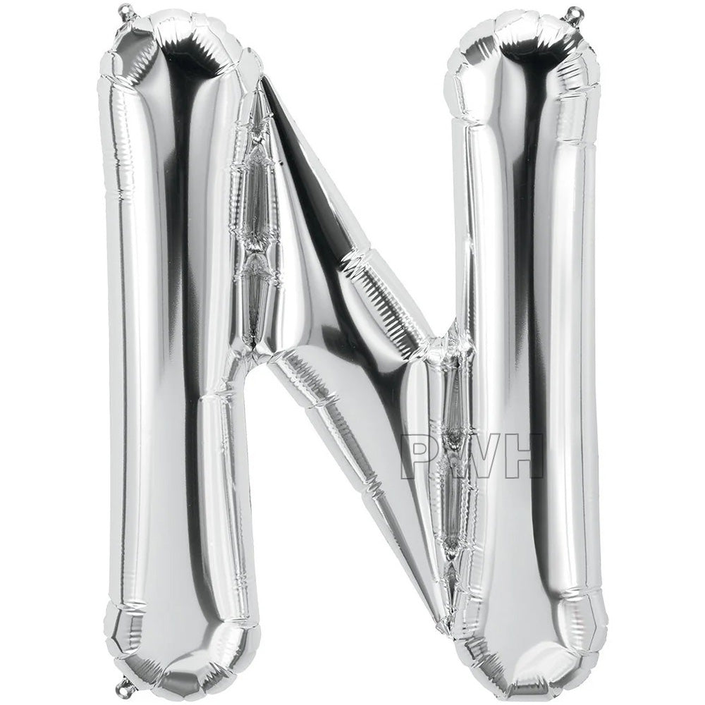 16" STANDARD Foil Alphabet Balloons- Silver (Letters A - Z)