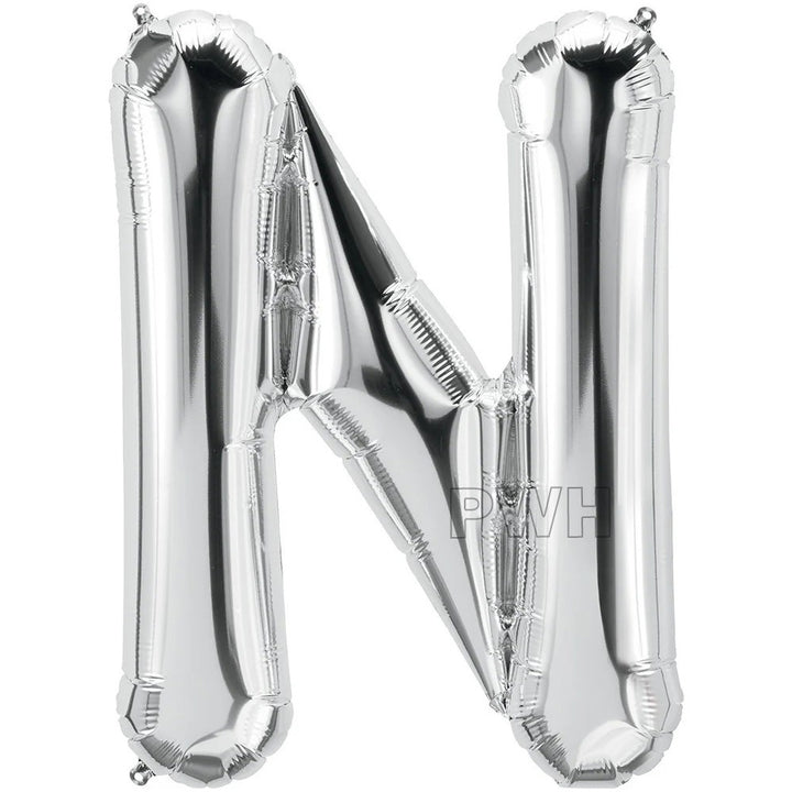 16" STANDARD Foil Alphabet Balloons- Silver (Letters A - Z)