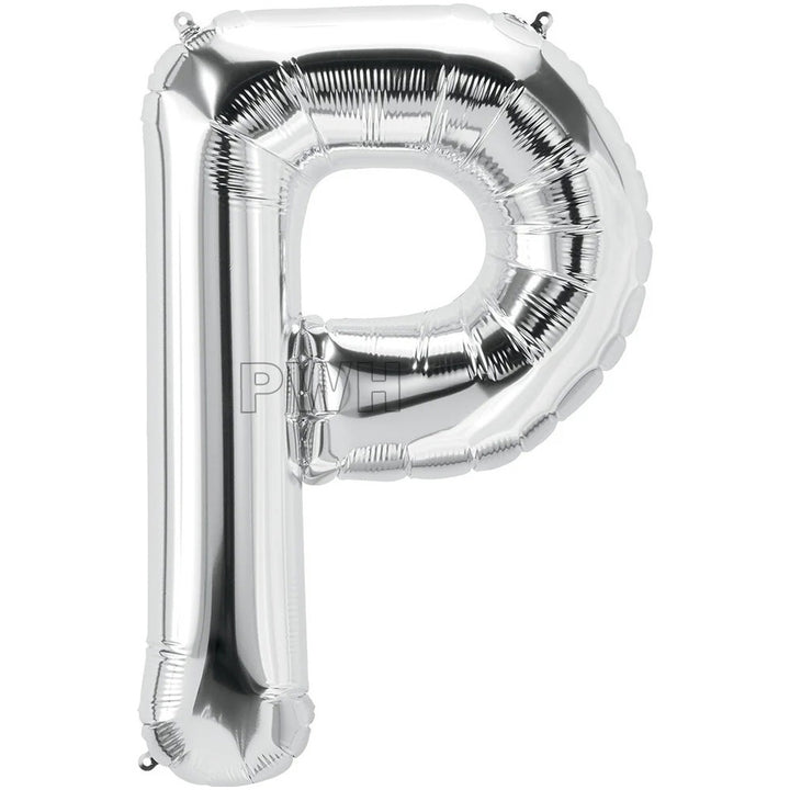 16" STANDARD Foil Alphabet Balloons- Silver (Letters A - Z)
