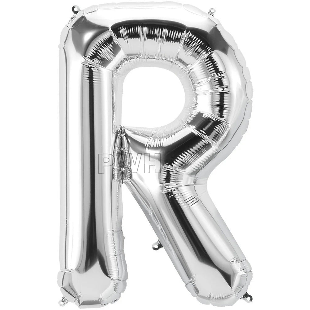 16" STANDARD Foil Alphabet Balloons- Silver (Letters A - Z)