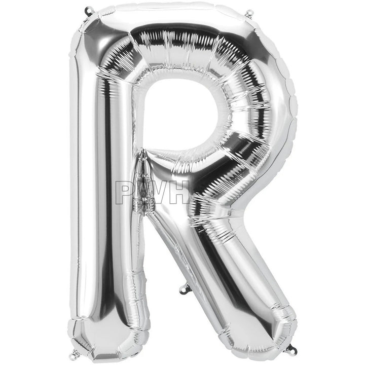 16" STANDARD Foil Alphabet Balloons- Silver (Letters A - Z)