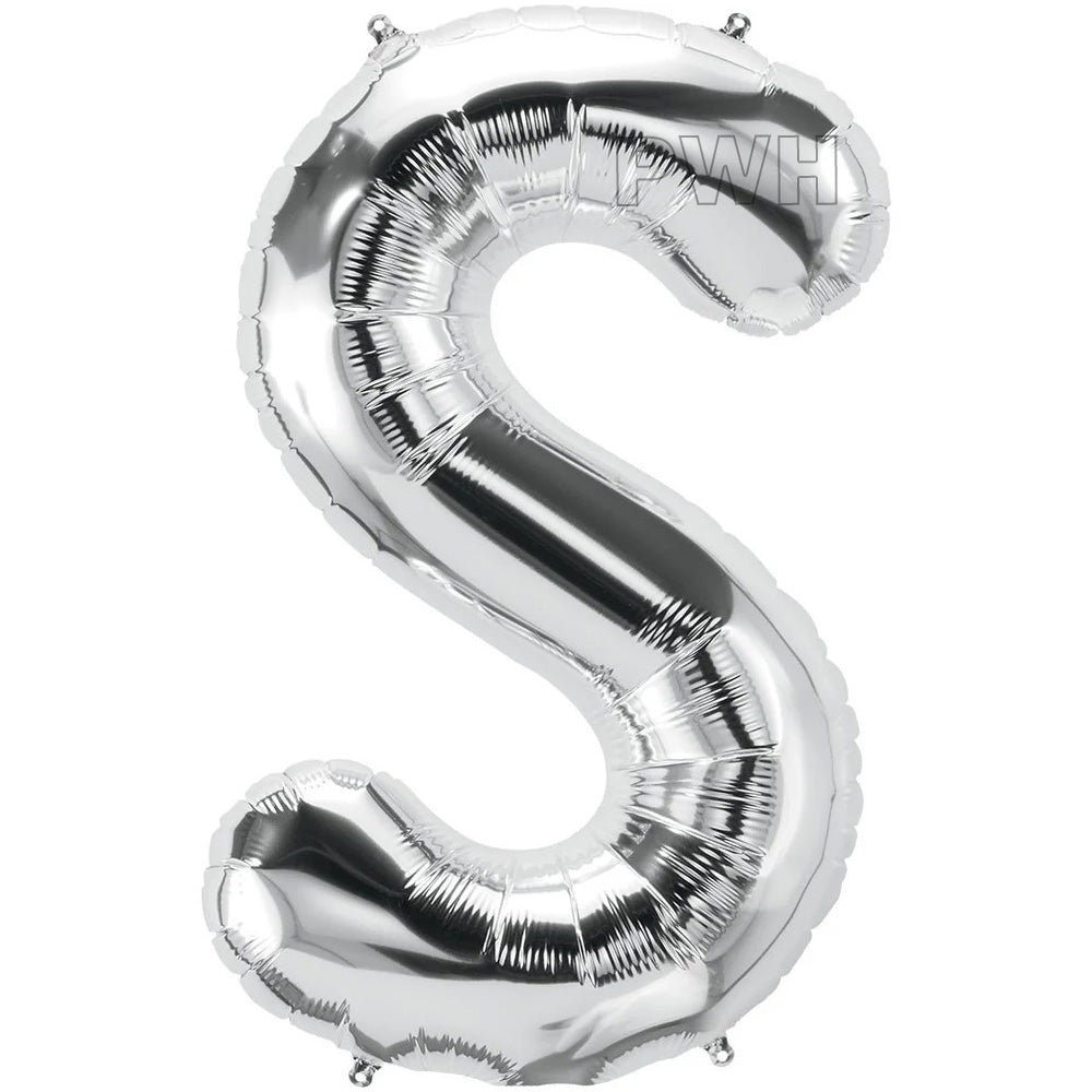 16" STANDARD Foil Alphabet Balloons- Silver (Letters A - Z)