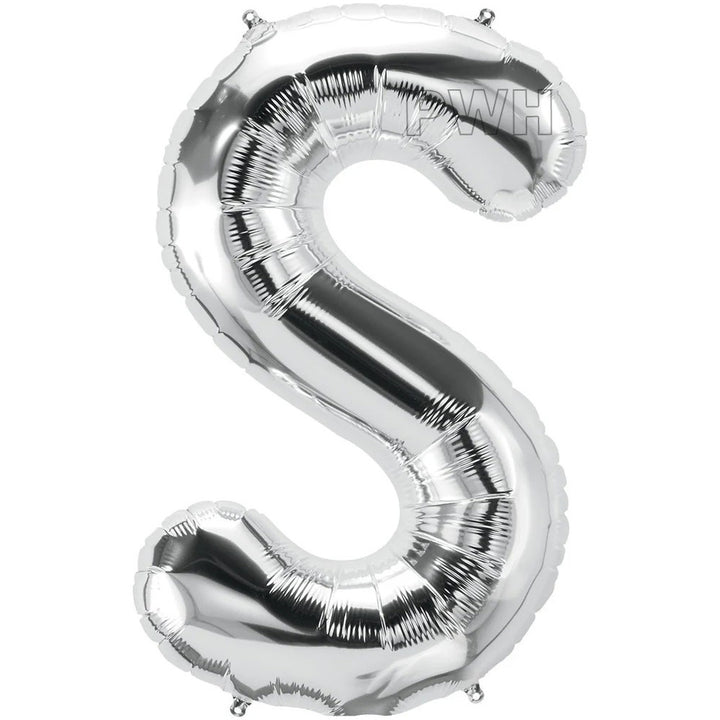 16" STANDARD Foil Alphabet Balloons- Silver (Letters A - Z)