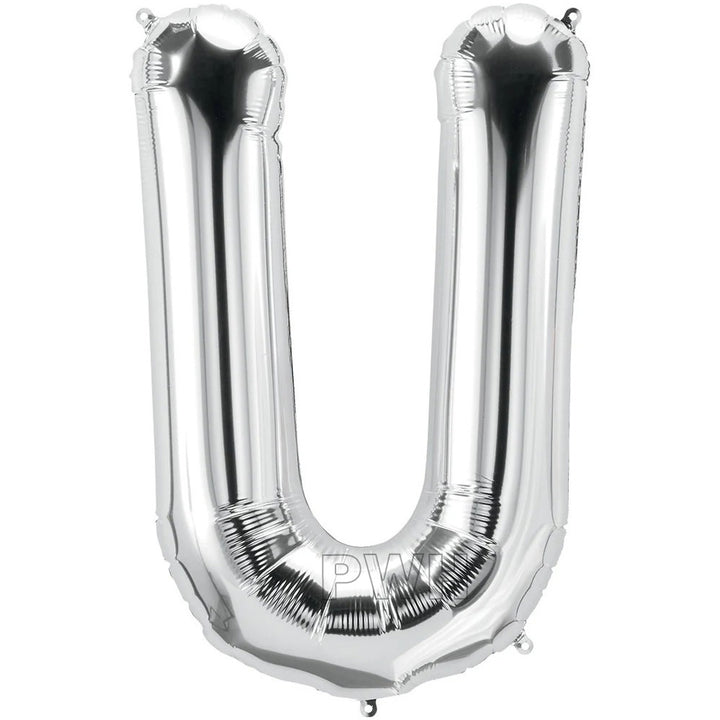 16" STANDARD Foil Alphabet Balloons- Silver (Letters A - Z)