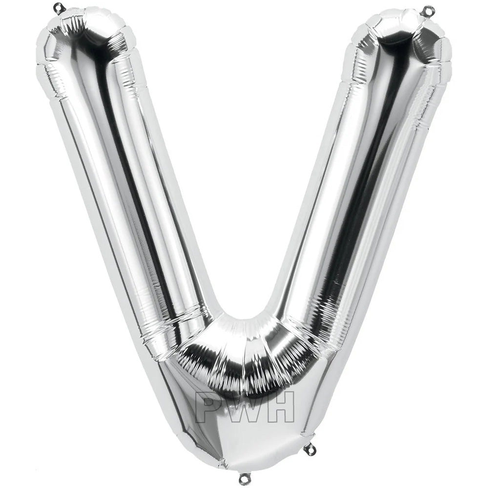 16" STANDARD Foil Alphabet Balloons- Silver (Letters A - Z)