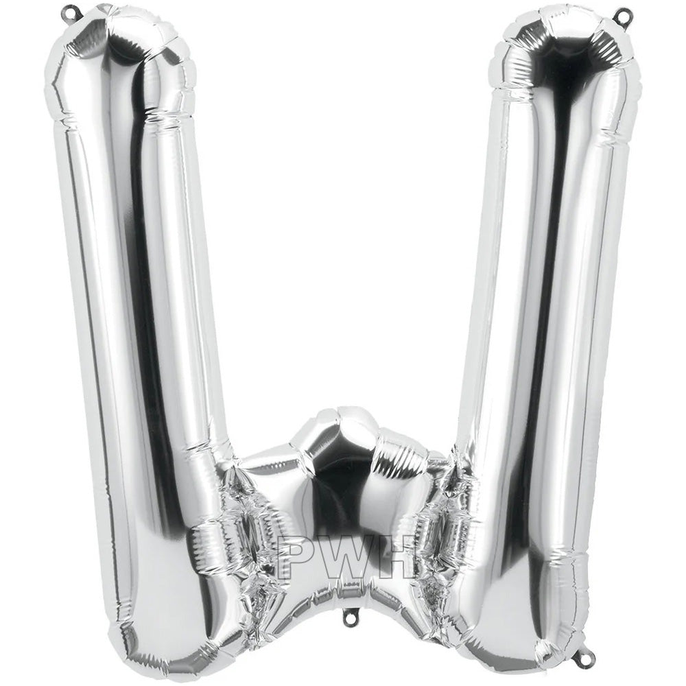 16" STANDARD Foil Alphabet Balloons- Silver (Letters A - Z)