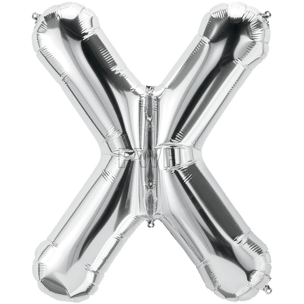 16" STANDARD Foil Alphabet Balloons- Silver (Letters A - Z)