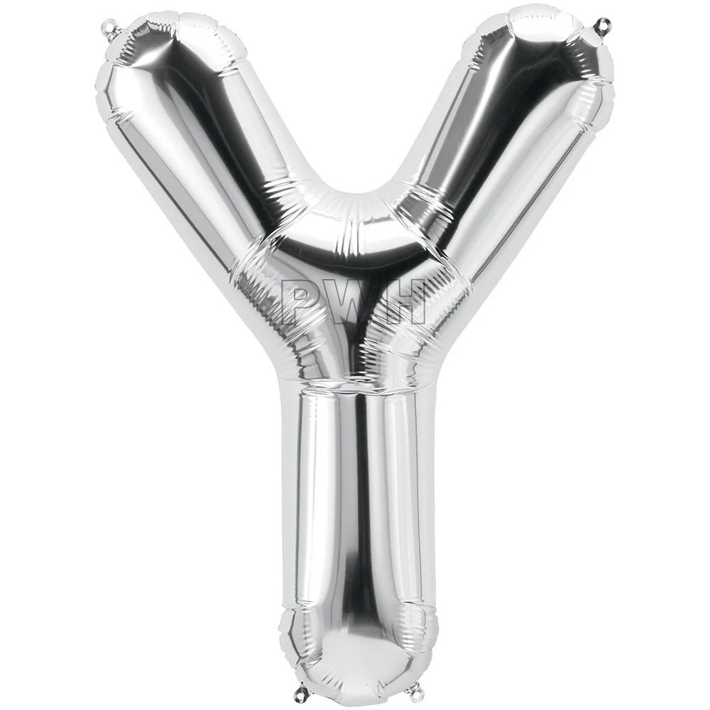 16" STANDARD Foil Alphabet Balloons- Silver (Letters A - Z)
