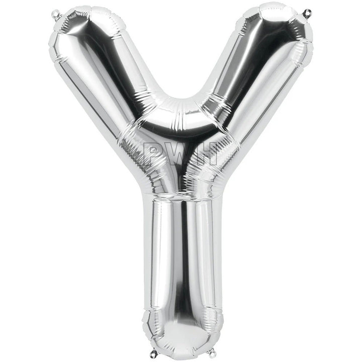 16" STANDARD Foil Alphabet Balloons- Silver (Letters A - Z)
