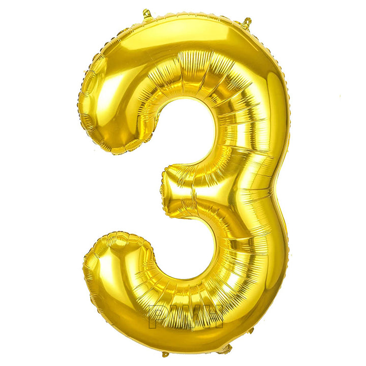 16" STANDARD Foil Number Balloons- Golden (Numbers 0 - 9)