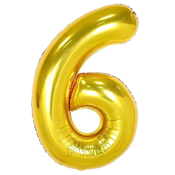 16" STANDARD Foil Number Balloons- Golden (Numbers 0 - 9)