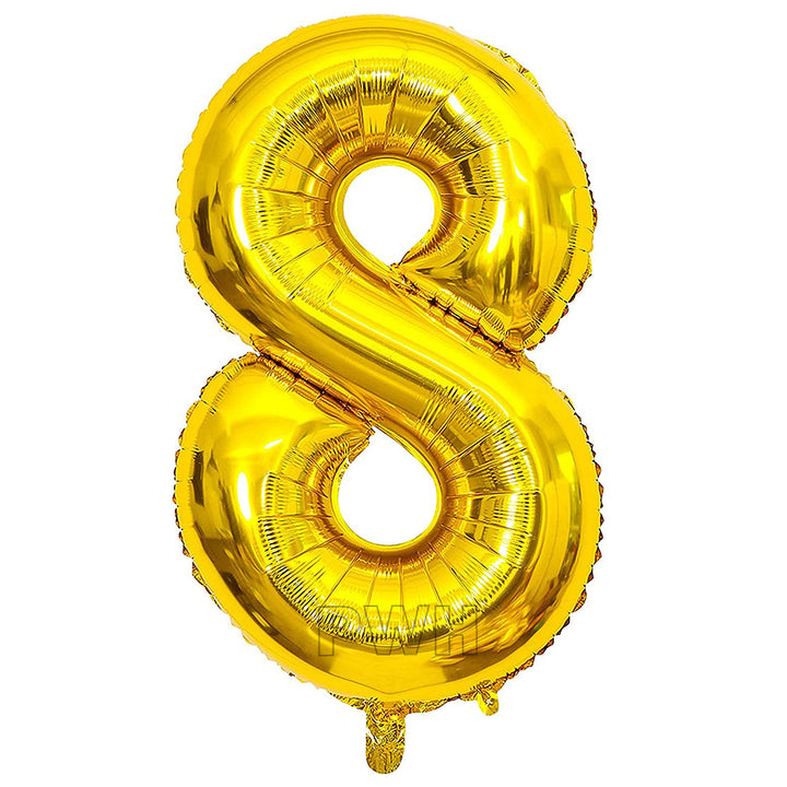 16" STANDARD Foil Number Balloons- Golden (Numbers 0 - 9)