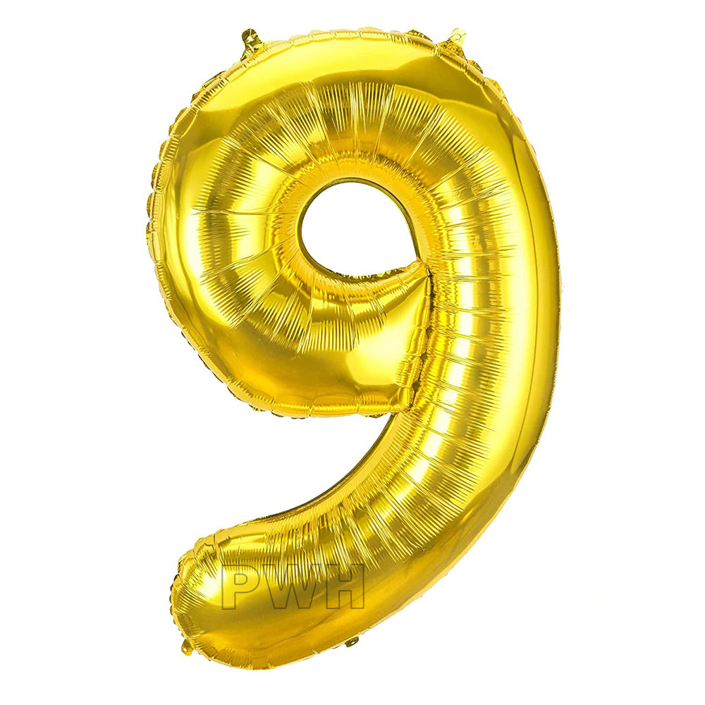 16" STANDARD Foil Number Balloons- Golden (Numbers 0 - 9)