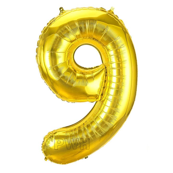 16" STANDARD Foil Number Balloons- Golden (Numbers 0 - 9)