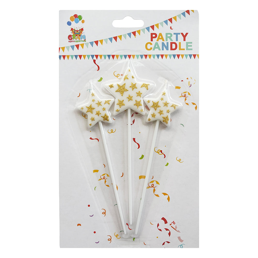 STAR SHAPED CAKE CANDLE_3PC_PARTY WHOLESALE HUB