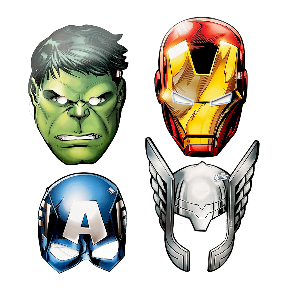 SUPER HEROS PAPER FACE MASK 8PC - PARTY WHOLESALE HUB