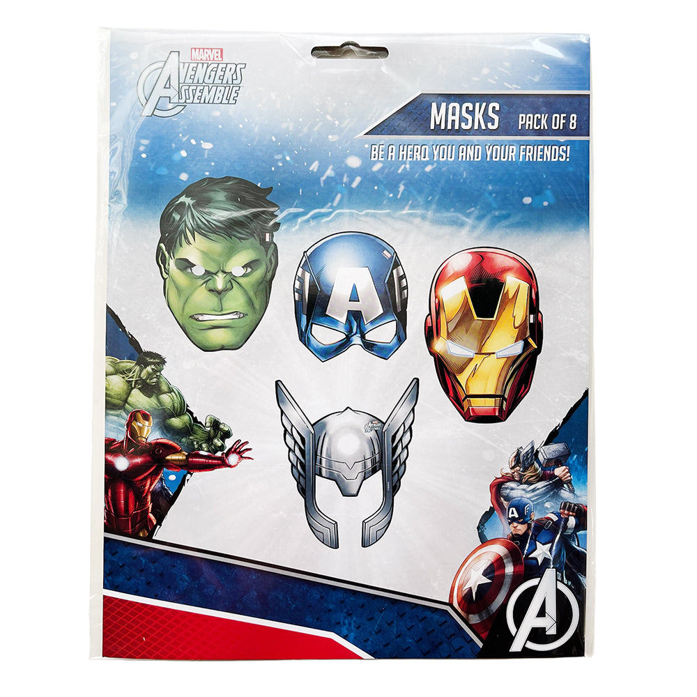 SUPER HEROS PAPER FACE MASK 8PC - PARTY WHOLESALE HUB