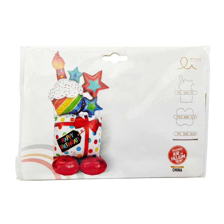 Stacked Happy Birthday 3-in-1 Cluster Foil Balloon