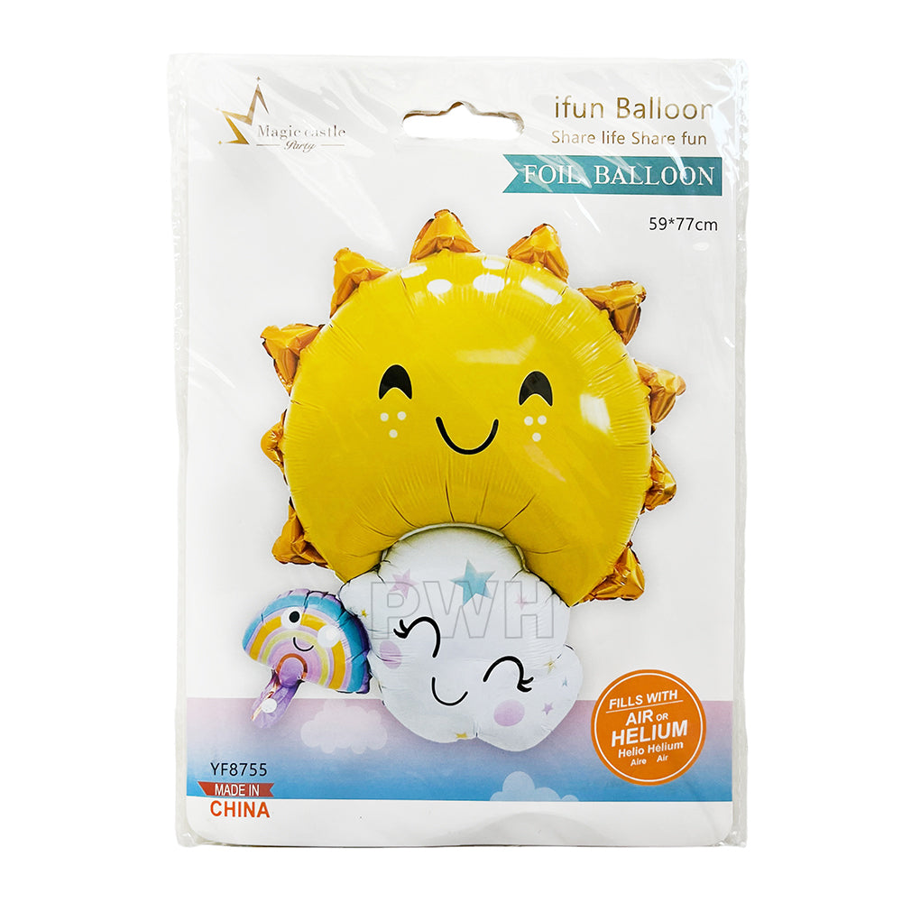 30" Sun Rainbow Cloud Shaped Foil Balloon