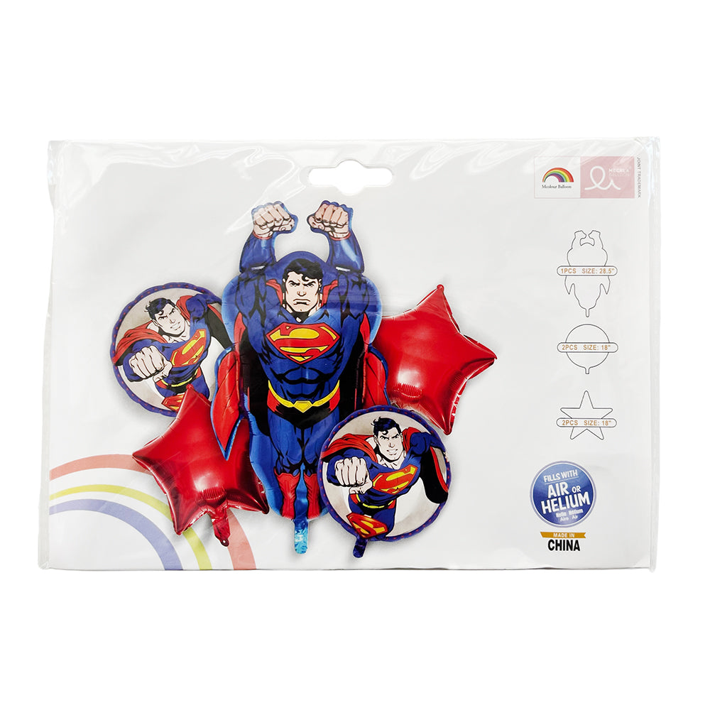 Superman 5 in 1 Foil Balloon Set-Party wholesale hub