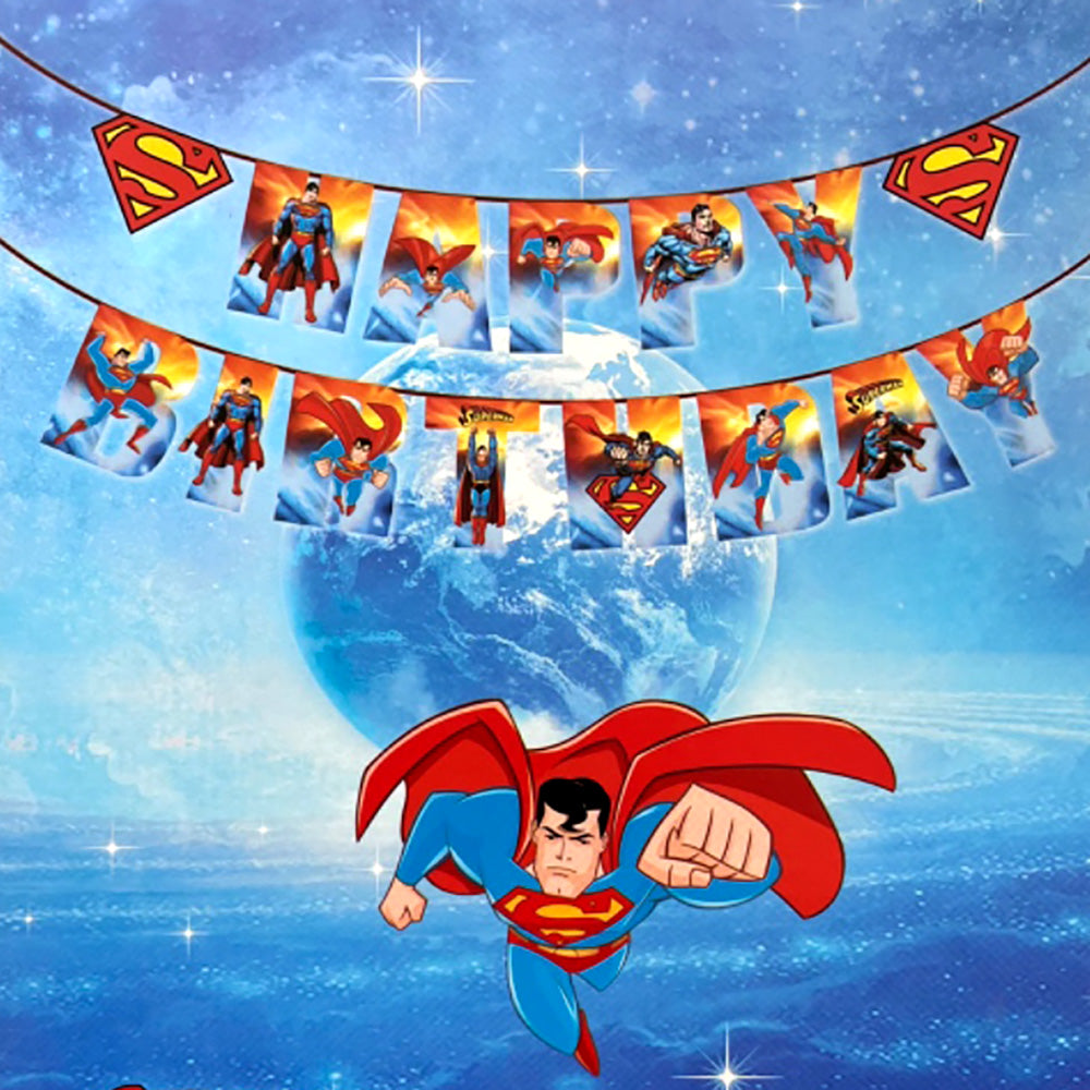 superman theme birthday banner - party wholesale hub