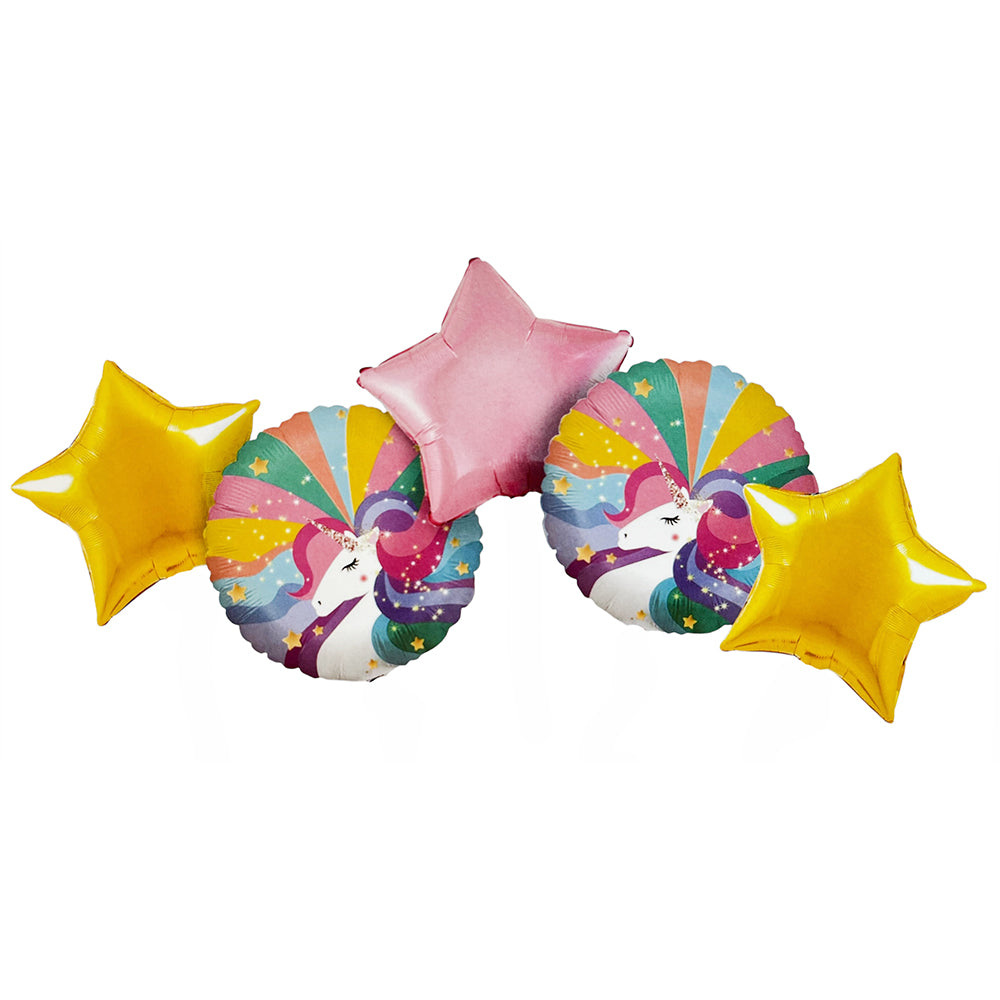 Unicorn 5 in 1 Foil Balloons Set