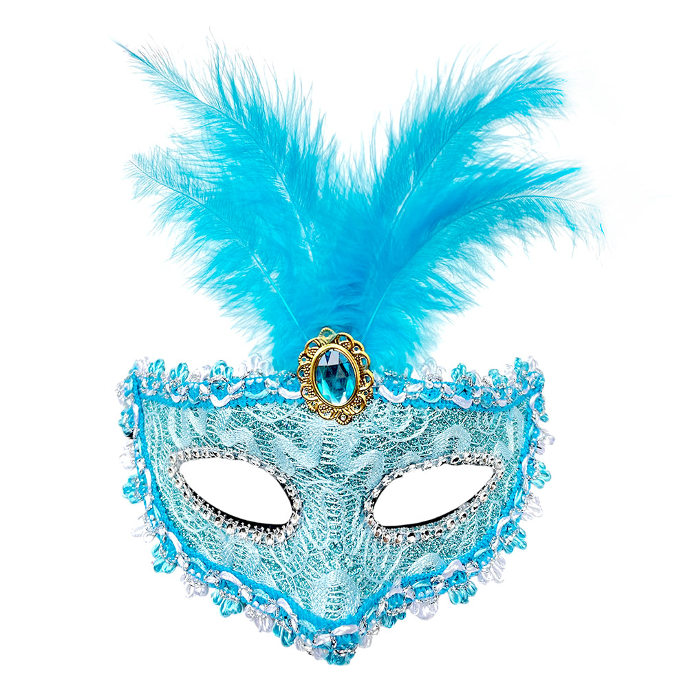 Venetian Party Feather Eye Mask - Assorted Colors (1 Pcs)
