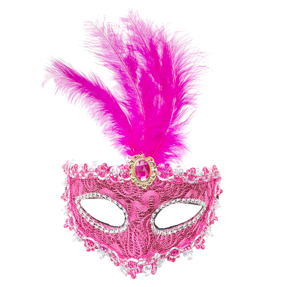 Venetian Party Feather Eye Mask - Assorted Colors (1 Pcs)