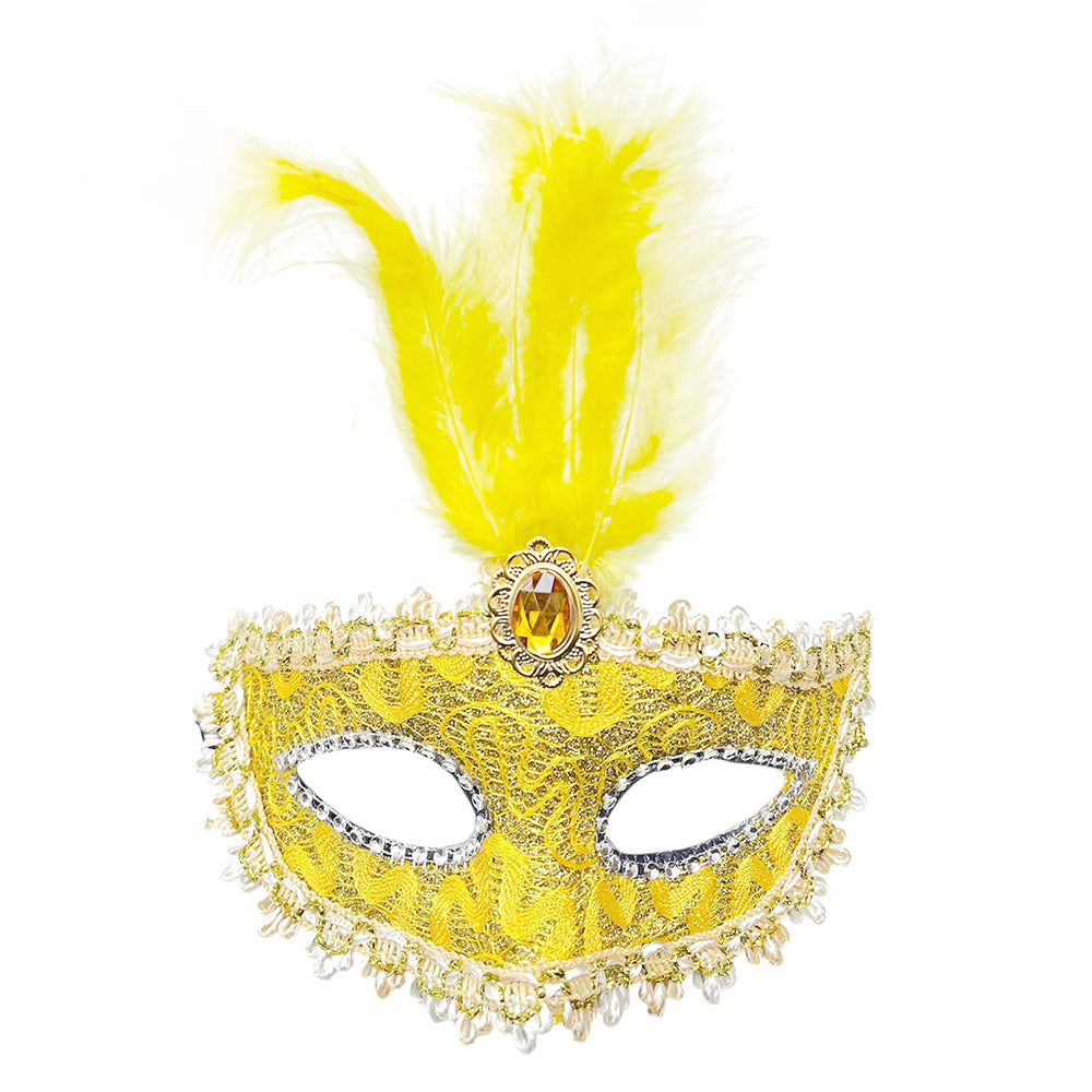 Venetian Party Feather Eye Mask - Assorted Colors (1 Pcs)