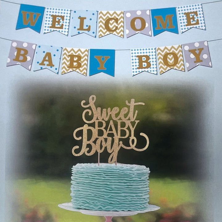 WELCOME BABY BOY WALL BANNER-PARTY WHOLESALE HUB