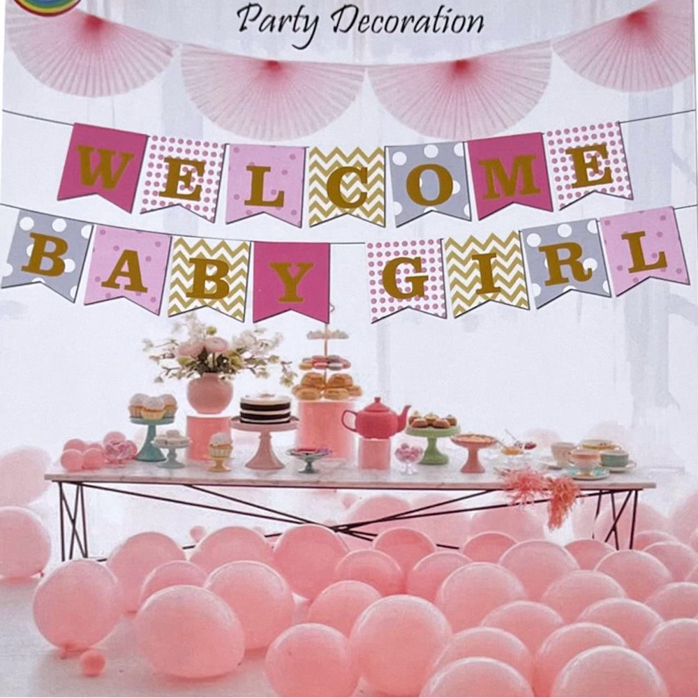 WELCOME BABY GIRL WALL BANNER-PARTY WHOLESALE HUB