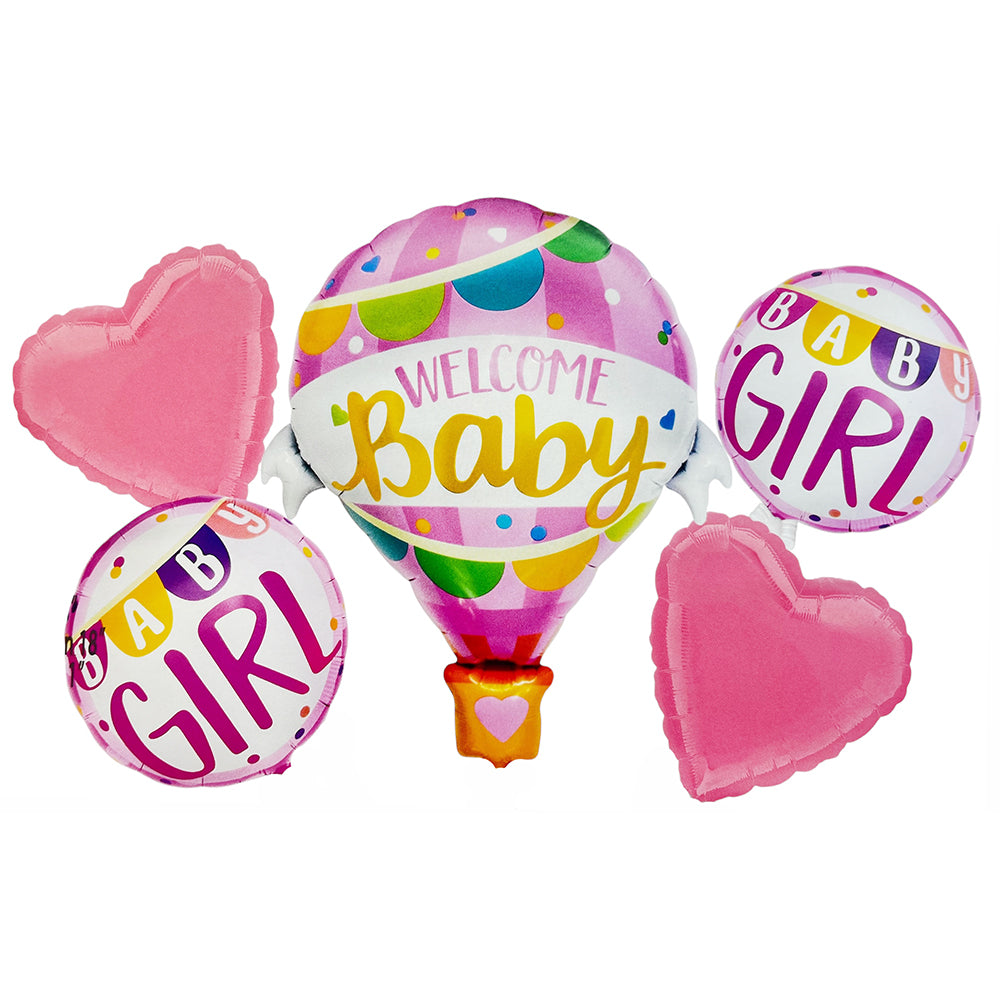 Welcome Baby Boy/Girl 5 in 1 Foil Balloons Set