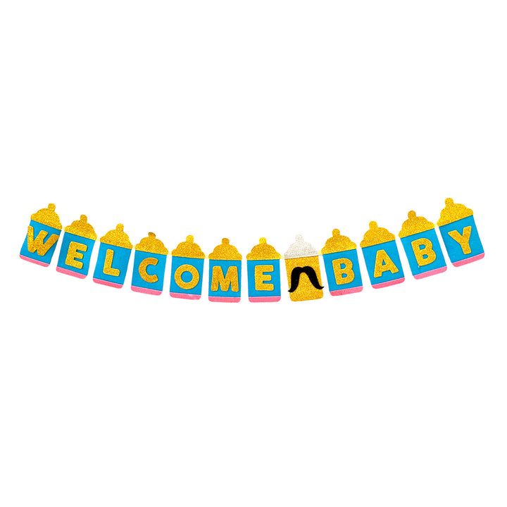 Welcome BABY Bottle Wall Banner - Blue - Party wholesale hub