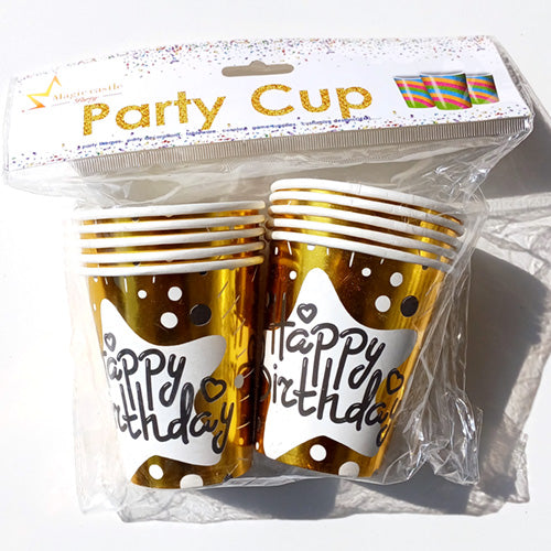 Birthday Theme Glitter Paper Cups - Party Wholesale Hub
