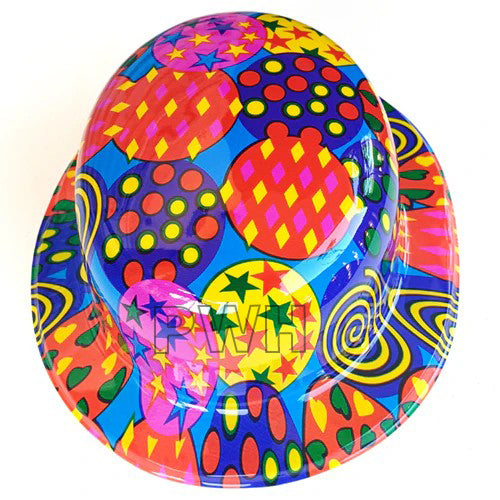 Bowler printed plastic party hat wholesale reusable party hat for birthdays and theme events from Party Wholesale Hub India.