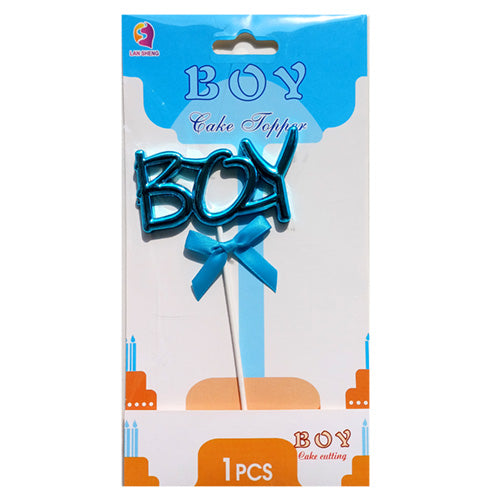 BOY Cake Topper with Ribbon Pack - Party Wholesale Hub