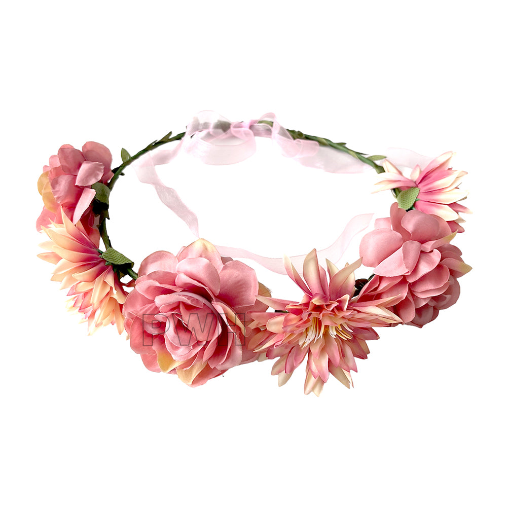 Bridal rose floral tiara in assorted colors for weddings, bridal showers, and bachelorette parties from Party Wholesale Hub India