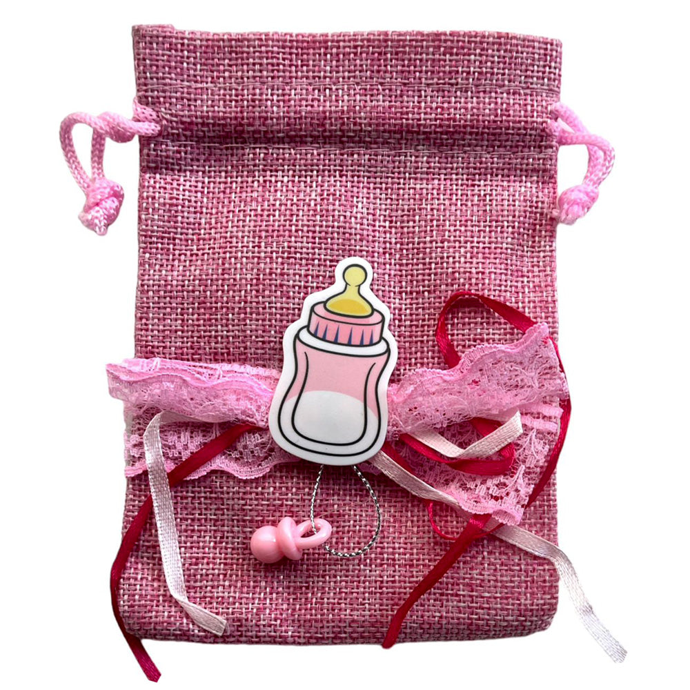Burlap Mini Gift Hamper Bag - Pink - Party Wholesale Hub