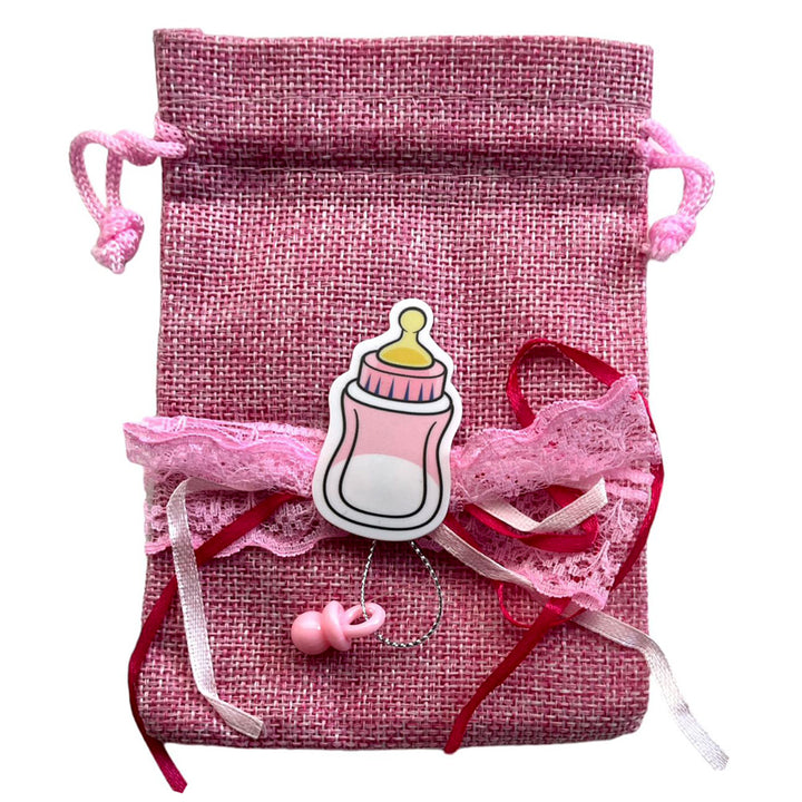 Burlap Mini Gift Hamper Bag - Pink - Party Wholesale Hub