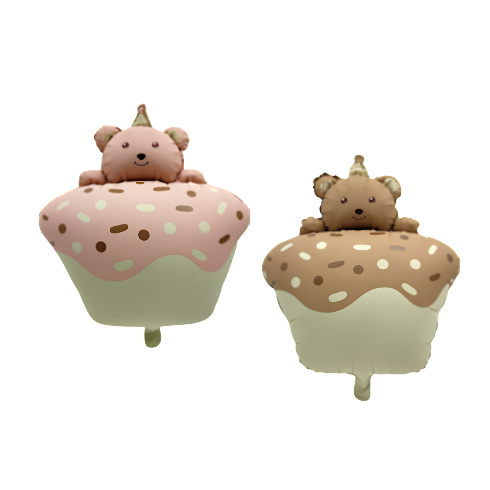Cute Cake Bear Foil Balloon in Assorted Designs Wholesale for Kids Birthday Decoration