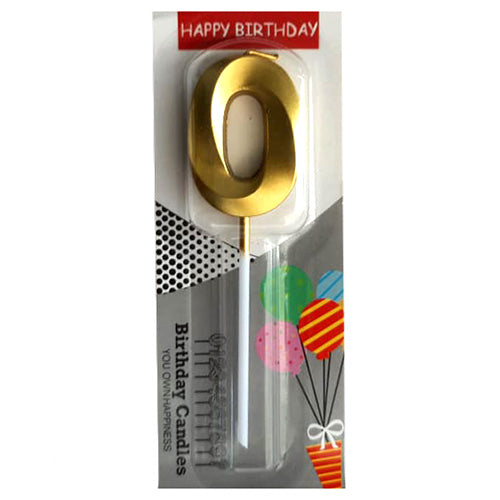 Chrome Number Candle Golden  Number 0 - Party Wholesale  Hub