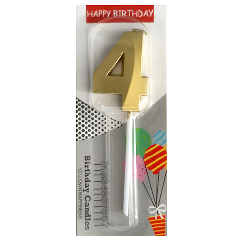 Chrome Number Candle Golden  Number 4 - Party Wholesale  Hub