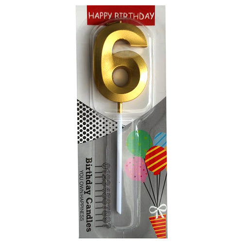 Chrome Number Candle Golden  Number 6 - Party Wholesale  Hub