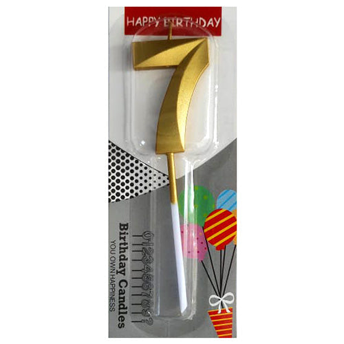 Chrome Number Candle Golden  Number 7 - Party Wholesale  Hub