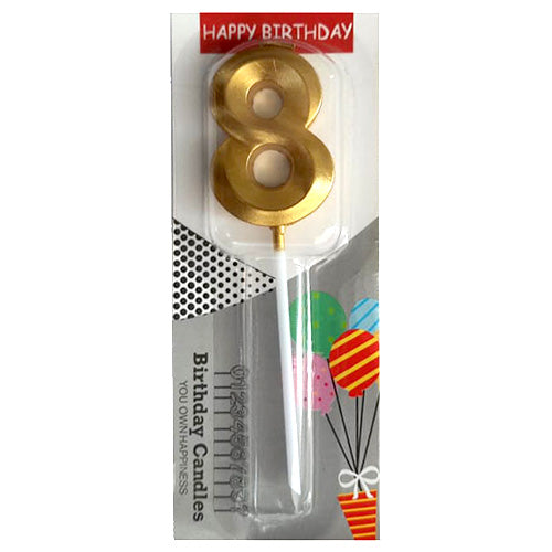 Chrome Number Candle Golden  Number 8 - Party Wholesale  Hub