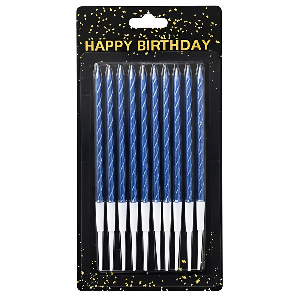 Chrome Twisted Long Stick Candles Set of 10 Pcs for Birthday Cake Decoration