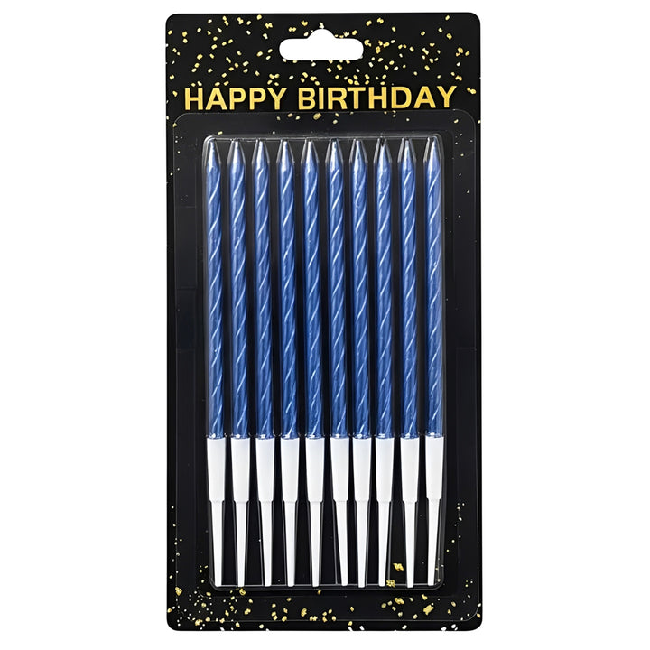 Chrome Twisted Long Stick Candles Set of 10 Pcs for Birthday Cake Decoration