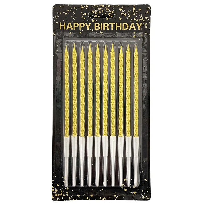 Chrome Twisted Long Stick Candles Set of 10 Pcs in for Birthday Cake Decoration