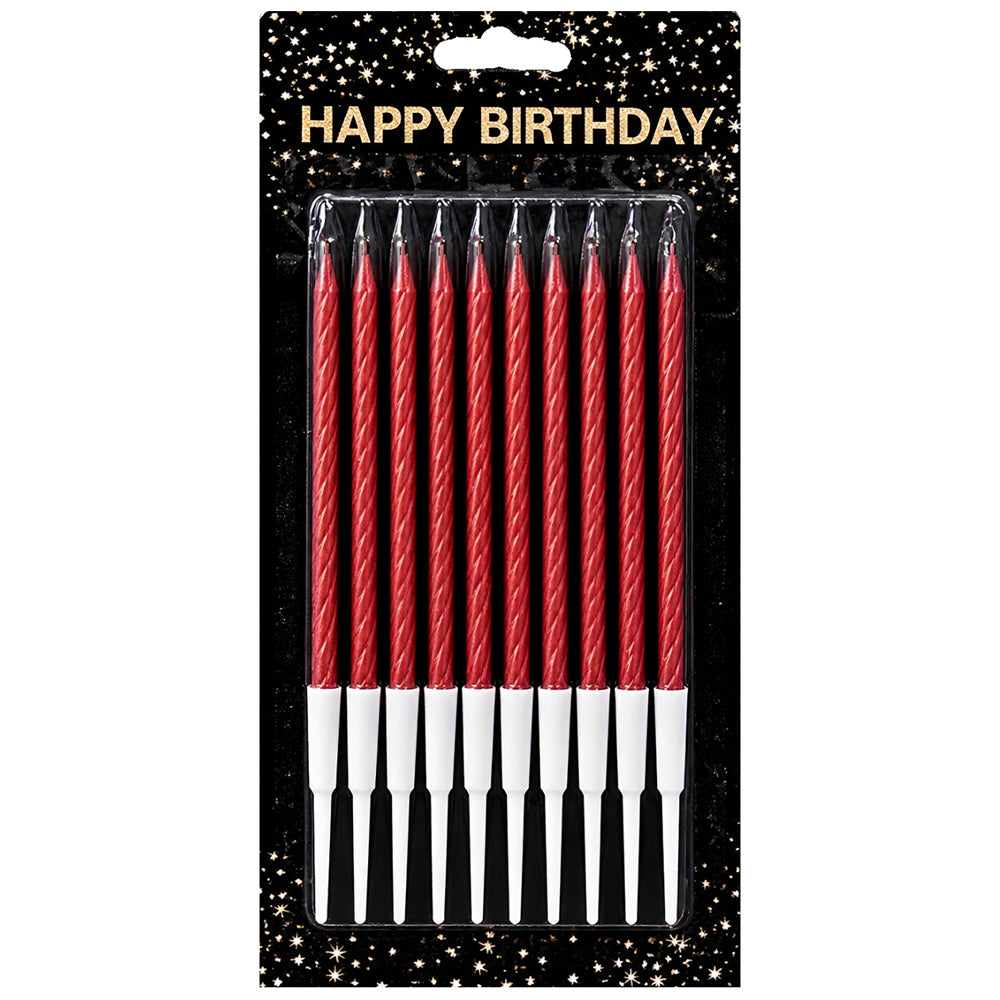 Chrome Twisted Long Stick Candles Set of 10 Pcs for Birthday Cake Decoration