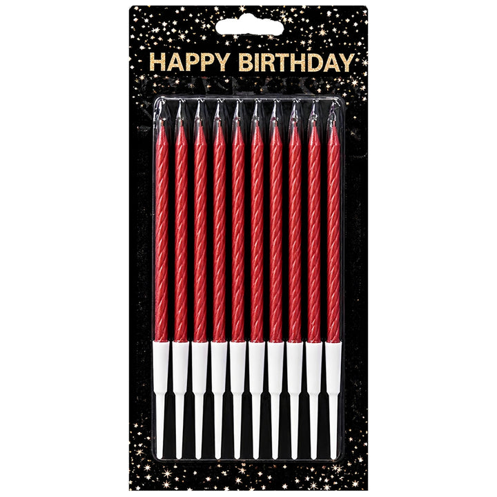 Chrome Twisted Long Stick Candles Set of 10 Pcs for Birthday Cake Decoration